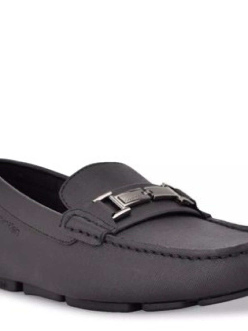 Calvin Klein Grey Slip-On Metal Bit Loafers Leather